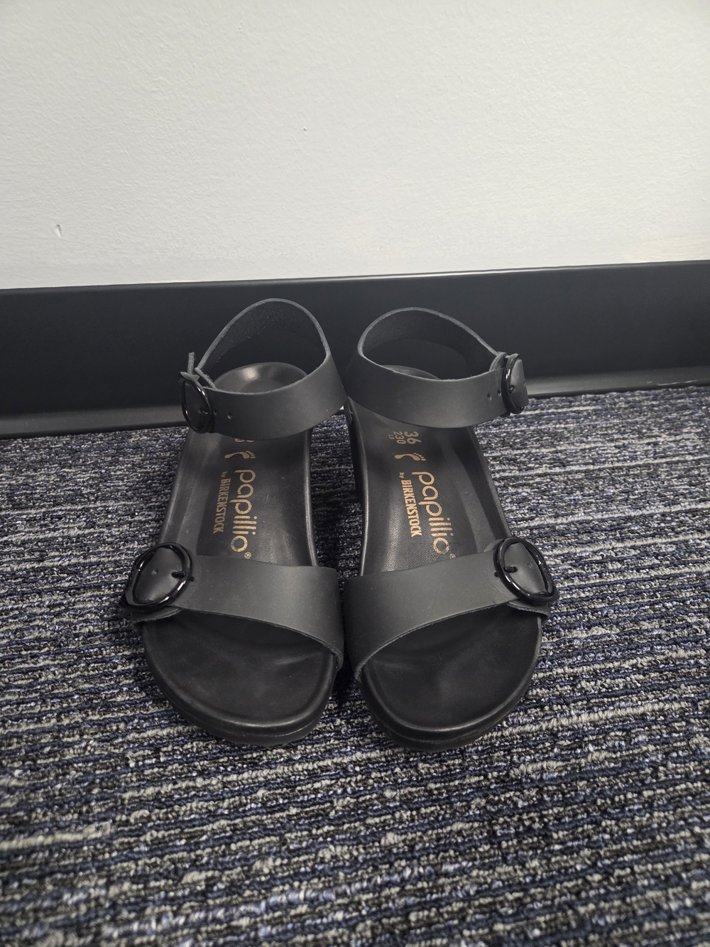 Birkenstock Papillio Matte Black Double Buckle Ankle Sandals 36